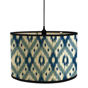 Abat Jour Bambou Abstrait Bleu et Beige