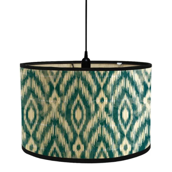 Abat Jour Bambou Abstrait Vert et Beige