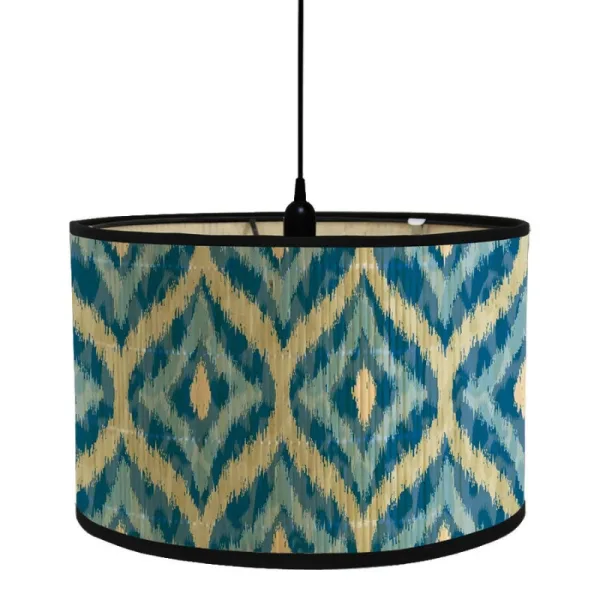 Abat Jour Bambou Coloré Bleu et Beige