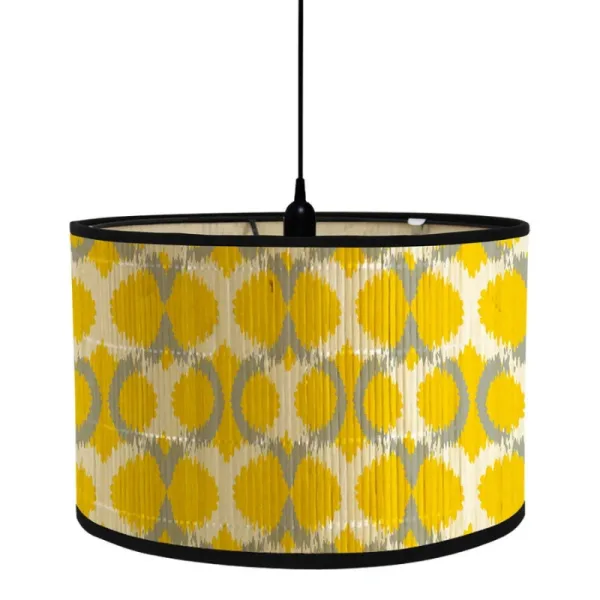 Abat Jour Bambou Coloré Jaune Blanc Gris
