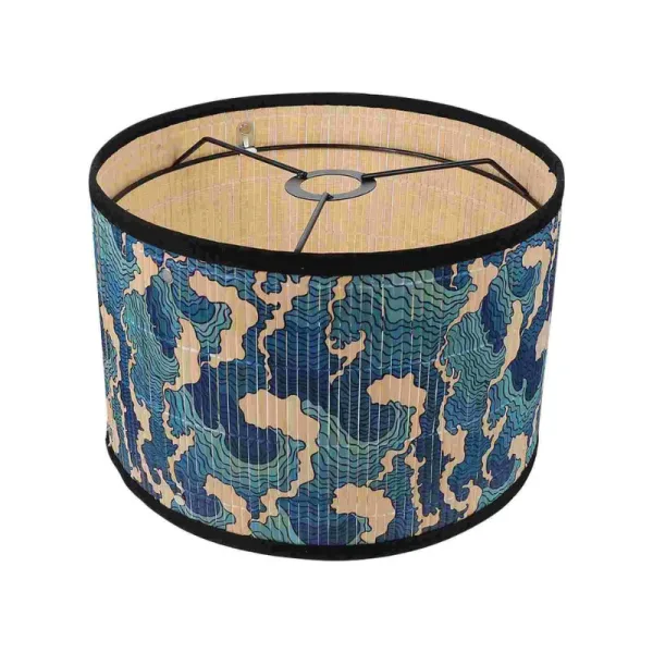 Abat Jour Bambou Imprimé Bleu