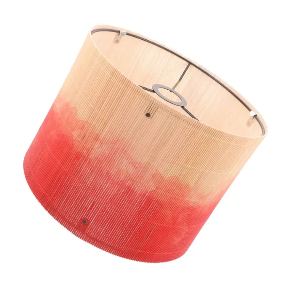 Abat Jour Bambou Imprimé Rouge et Beige
