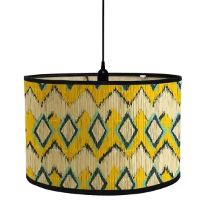 Abat Jour Bambou Motif Losange Jaune