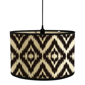 Abat Jour Bambou Motif Losange Noir et Beige