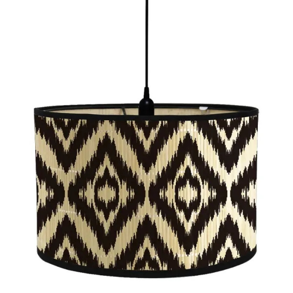 Abat Jour Bambou Motif Losange Noir et Beige