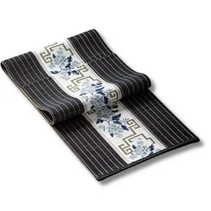 Set de table Bambou noir motif bleu clair