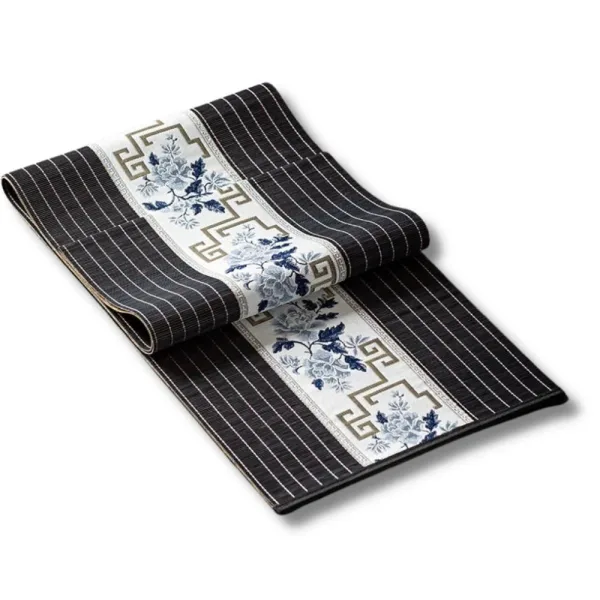 Set de table Bambou noir motif bleu clair
